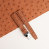 Brown Ostrich Lining Pearl White Epsom Leather Folded Edge Watch Strap