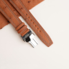 Brown Ostrich Lining Pearl White Epsom Leather Folded Edge Watch Strap