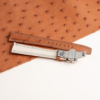 Brown Ostrich Lining Pearl White Epsom Leather Folded Edge Watch Strap