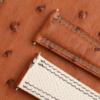 Brown Ostrich Lining Pearl White Epsom Leather Folded Edge Watch Strap