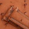 Brown Ostrich Lining Pearl White Epsom Leather Folded Edge Watch Strap