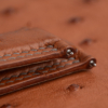 Brown Ostrich Lining Pearl White Epsom Leather Folded Edge Watch Strap