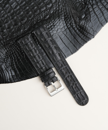 Black Double Hornback Alligator Lining Black Rubber Watch Strap
