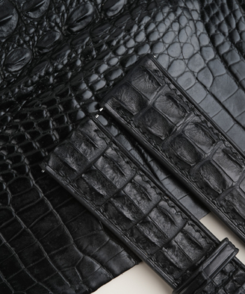Black Double Hornback Alligator Lining Black Rubber Watch Strap