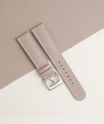 Cream Saffiano Leather Lining Black Rubber Watch Strap