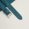 Curved End Aqua Blue Alran Sully Lining Navy Alran Sully Leather Watch Strap