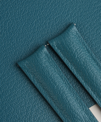 Curved End Aqua Blue Alran Sully Lining Navy Alran Sully Leather Watch Strap