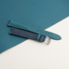 Curved End Aqua Blue Alran Sully Lining Navy Alran Sully Leather Watch Strap