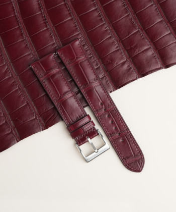 Burgundy Alligator Lining Dark Brown Alran Sully Leather Watch Strap