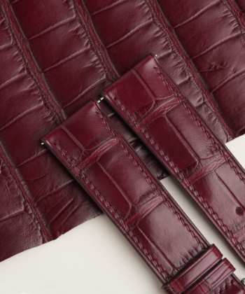 Burgundy Alligator Lining Dark Brown Alran Sully Leather Watch Strap