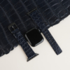 Folded Edge Midnight Blue Alligator Round Scales Leather Apple Watch Band