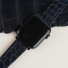 Folded Edge Midnight Blue Alligator Round Scales Leather Apple Watch Band