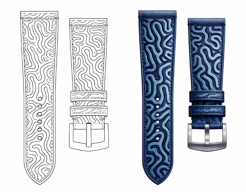 Concept sketch for The Maze strap with monogram pattern