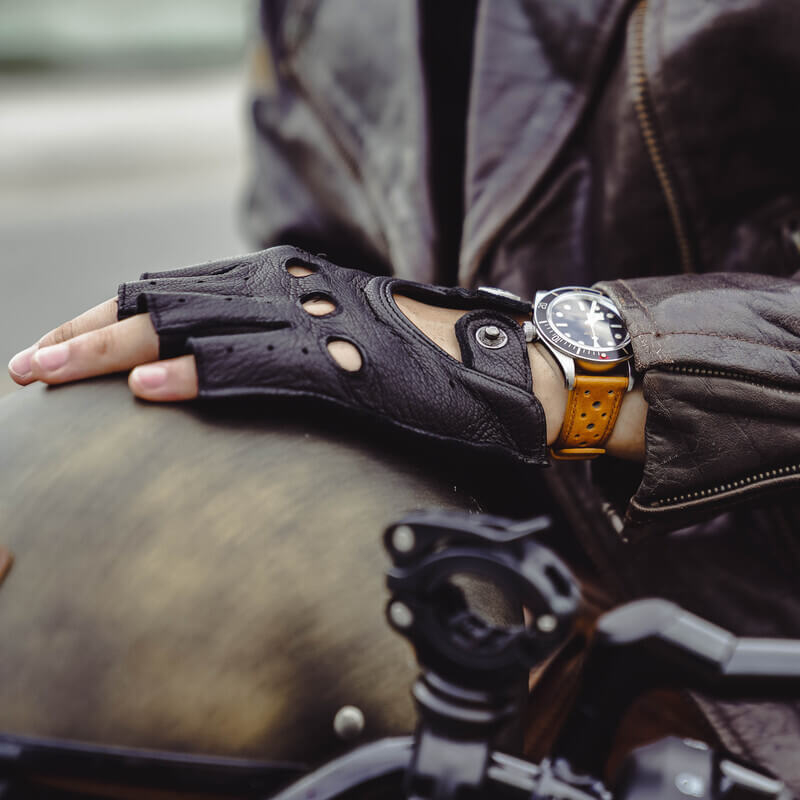 Gold leather watch strap