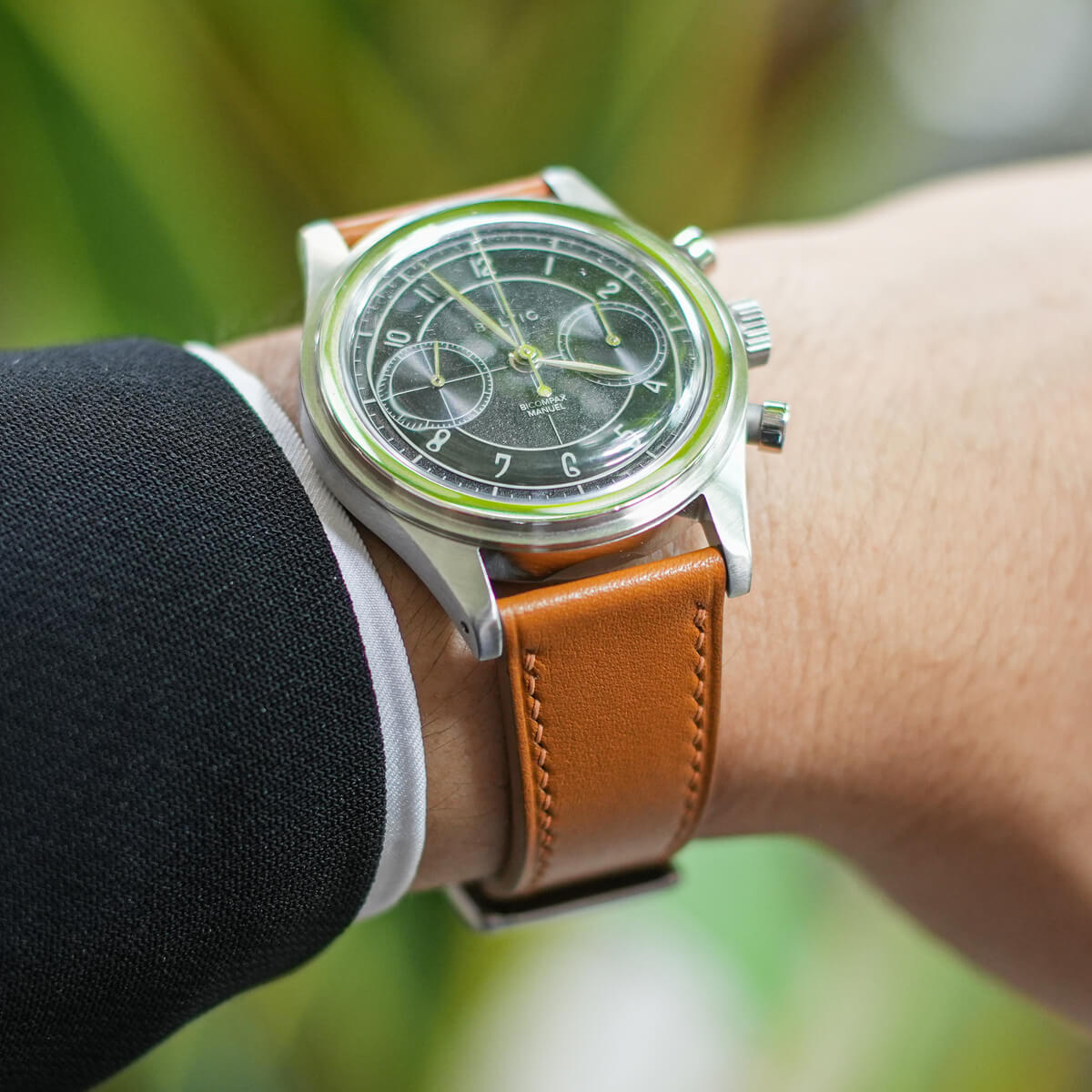 Gold leather watch strap