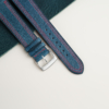 Curved End Double Stitching Dark Aqua Blue Waxed Leather Watch Strap
