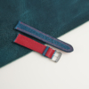 Curved End Double Stitching Dark Aqua Blue Waxed Leather Watch Strap