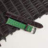 Dark Brown Alligator Lining Light Green Alligator Leather Folded Edge Watch Strap