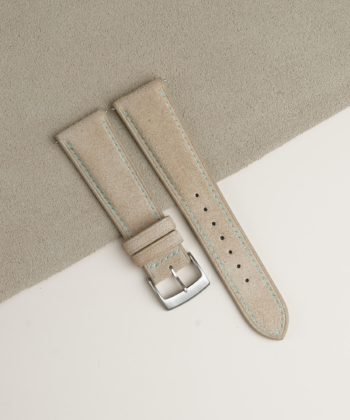 Beige Suede Lining Turquoise Epsom Leather Watch Strap
