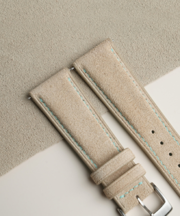 Beige Suede Lining Turquoise Epsom Leather Watch Strap