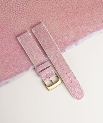 Light Pink Stingray Lining Pearl White Epsom Leather Watch Strap