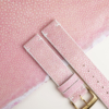 Light Pink Stingray Lining Pearl White Epsom Leather Watch Strap