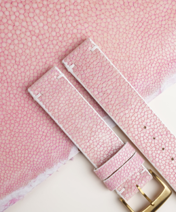 Light Pink Stingray Lining Pearl White Epsom Leather Watch Strap