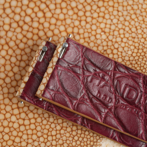 Beige Stingray Lining Burgundy Alligator Leather Watch Strap 5 Beige Stingray Lining Burgundy Alligator Leather Watch Strap