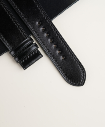 Black Shell Cordovan Leather Lining Black Rubber Watch Strap