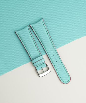 Curved End Turquoise Sailcloth Rubber Watch Strap