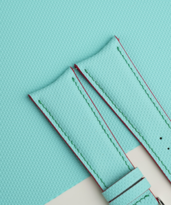 Curved End Turquoise Sailcloth Rubber Watch Strap