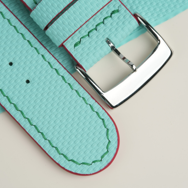 Curved End Turquoise Sailcloth Rubber Watch Strap