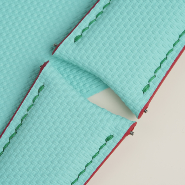 Curved End Turquoise Sailcloth Rubber Watch Strap