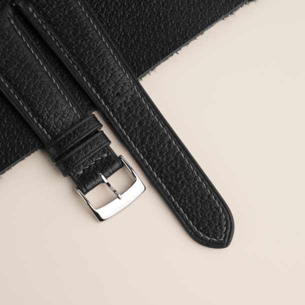 Curved End Black Peccary Lining Brown Sully Leather Watch Strap