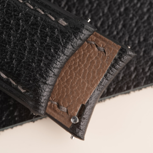 Curved End Black Peccary Lining Brown Sully Leather Watch Strap