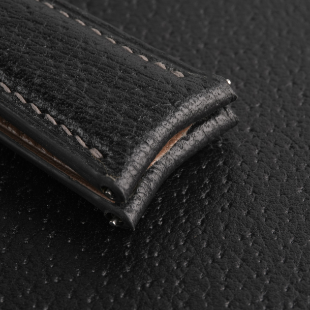Curved End Black Peccary Lining Brown Sully Leather Watch Strap