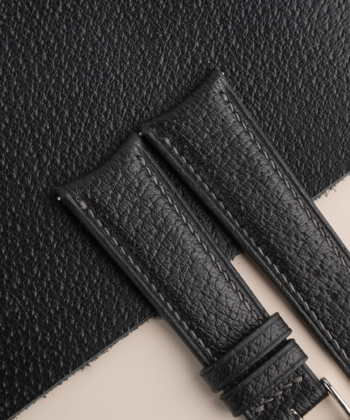 Curved End Black Peccary Lining Brown Sully Leather Watch Strap