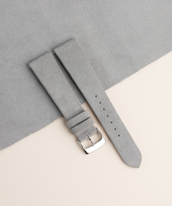 Folded Edge Light Grey Suede Leather Watch Strap