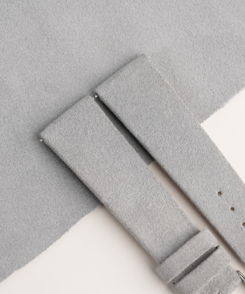 Folded Edge Light Grey Suede Leather Watch Strap