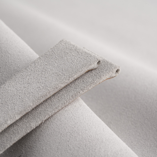 Folded Edge Light Grey Suede Leather Watch Strap