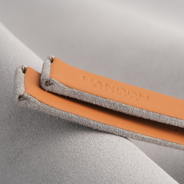 Folded Edge Light Grey Suede Leather Watch Strap