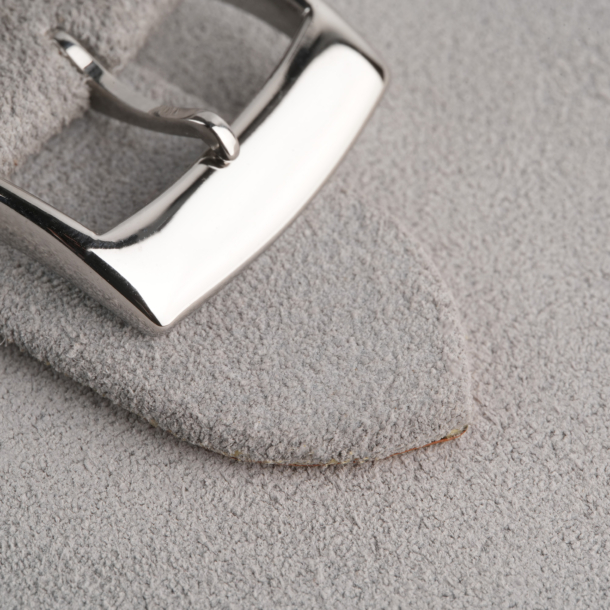 Folded Edge Light Grey Suede Leather Watch Strap