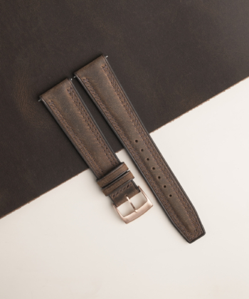 Double Stitch Rustic Crazy Horse Lining Brown Sully Leather Watch Strap