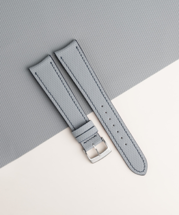 Curved End Light Grey Sailcloth Rubber Lining Orange Sully Watch Strap