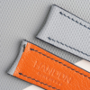 Curved End Light Grey Sailcloth Rubber Lining Orange Sully Watch Strap