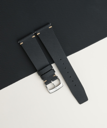 Vintage Black Sailcloth Rubber Lining Black Rubber Watch Strap