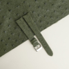 Curved End Green Ostrich Lining Leather Folded Edge Watch Strap