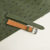 Curved End Green Ostrich Lining Leather Folded Edge Watch Strap 11 Curved End Green Ostrich Lining Leather Folded Edge Watch Strap
