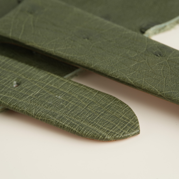 Curved End Green Ostrich Lining Leather Folded Edge Watch Strap 7 Curved End Green Ostrich Lining Leather Folded Edge Watch Strap
