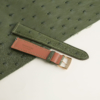 Padded Green Ostrich Lining Brick Rubber Leather Watch Strap